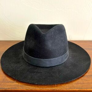 Janessa Leone Packable Wool Fedora, Black
